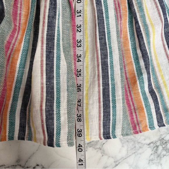 Marissa Olivia linen rayon blend sleeveless striped tiered midi dress small - Picture 6 of 7